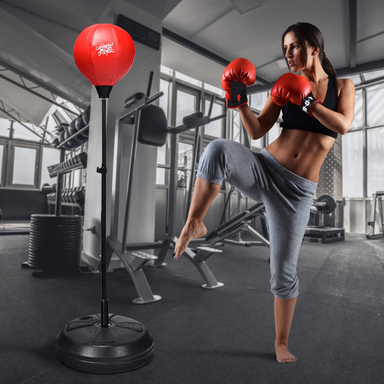 Boxing Punching Bag W/ Height Adjustable Stand Boxing Gloves Teenagers & Adults